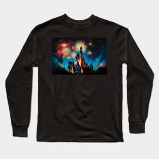 Fantasy Castle and Fireworks Wall Art Long Sleeve T-Shirt